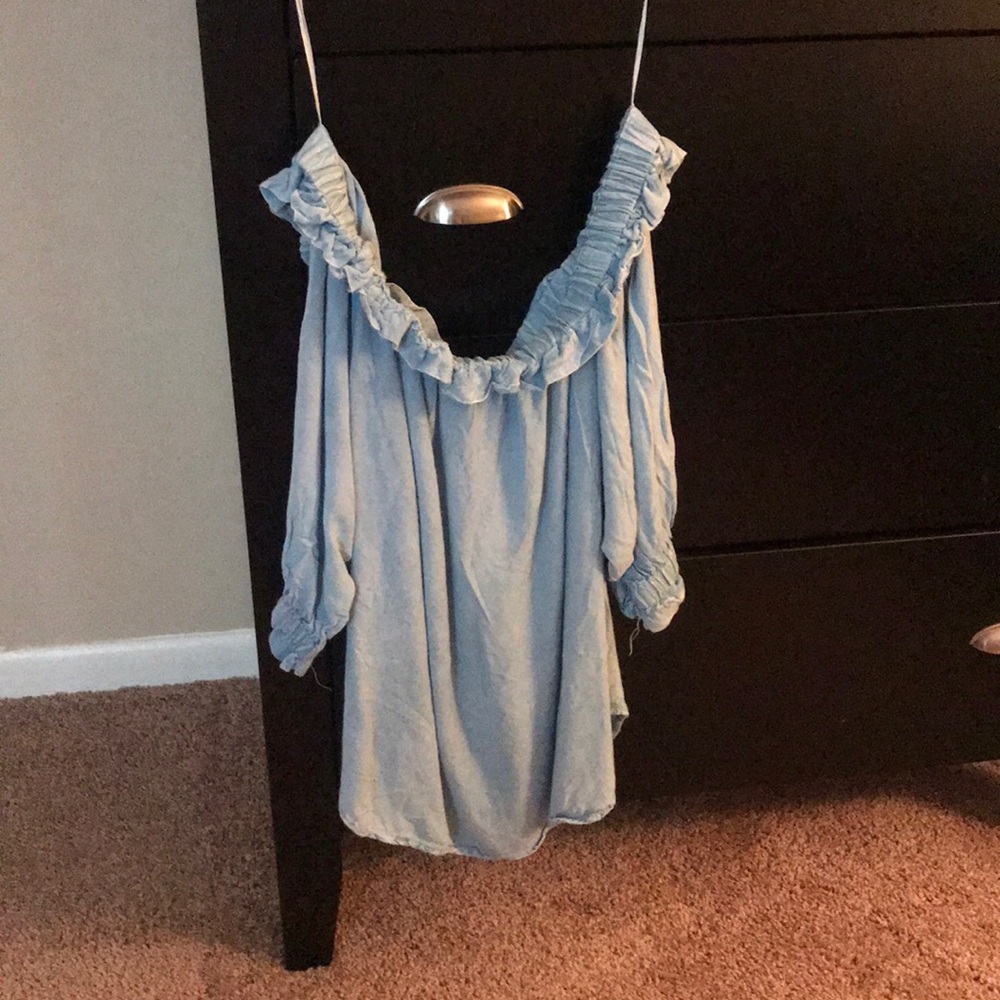 Off the shoulder Jean shirt